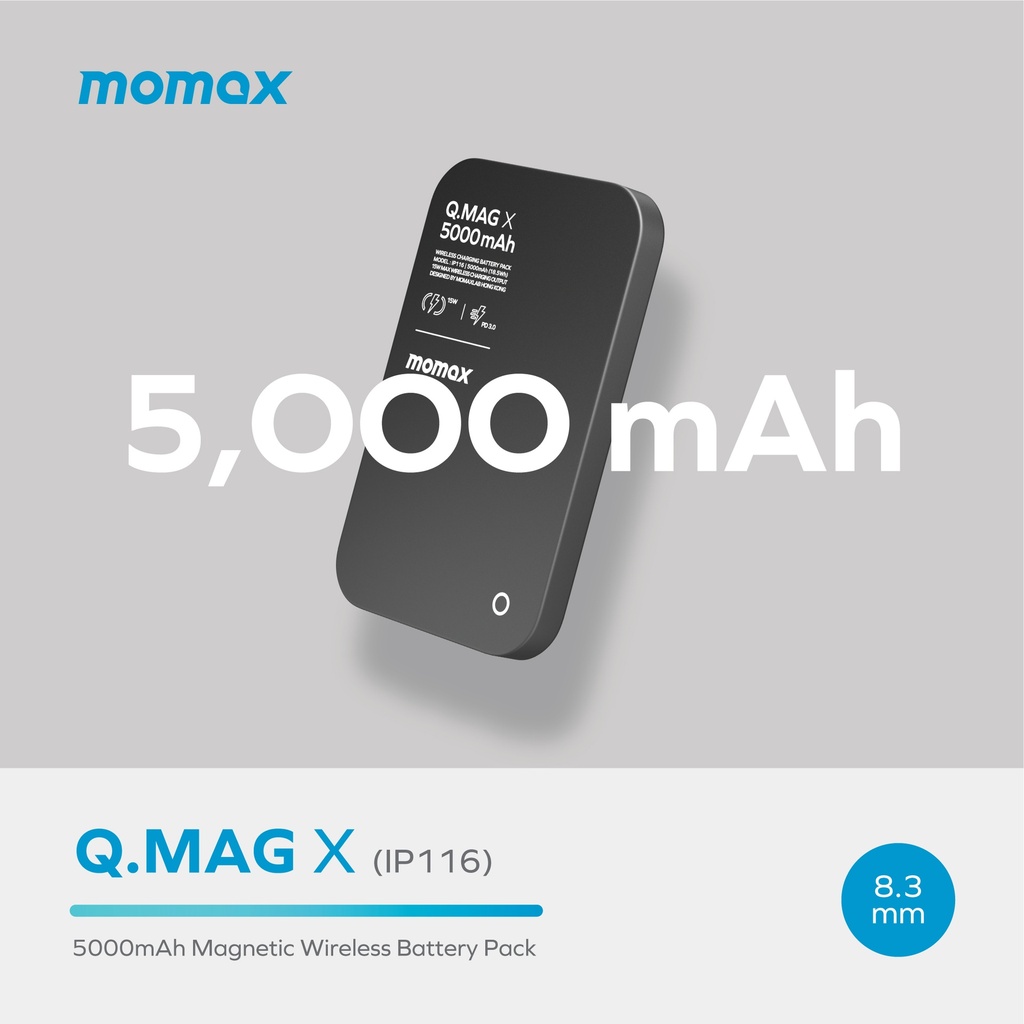 MOMAX Q.MAG X 5000mAh 15W MAGSAFE WIRELESS POWER BANK | Space.ae